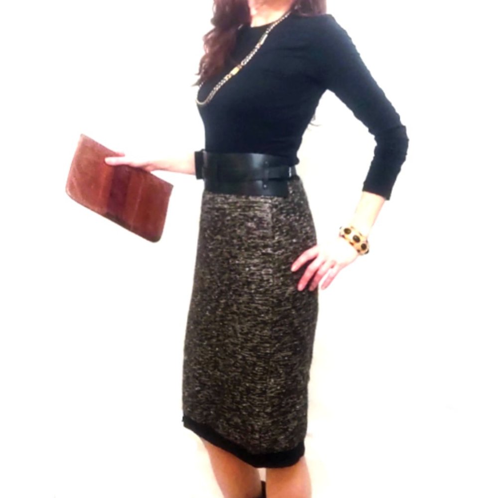 Vintage Designer Fendi Wool Knit Pencil Skirt- 44